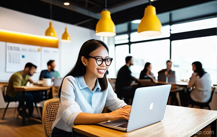 디지털 노마드의 효율적인 업무 환경 조성하기 - **"Balancing Productivity and Well-being: A Digital Nomad's Day"**
    A composite image or a scene ...