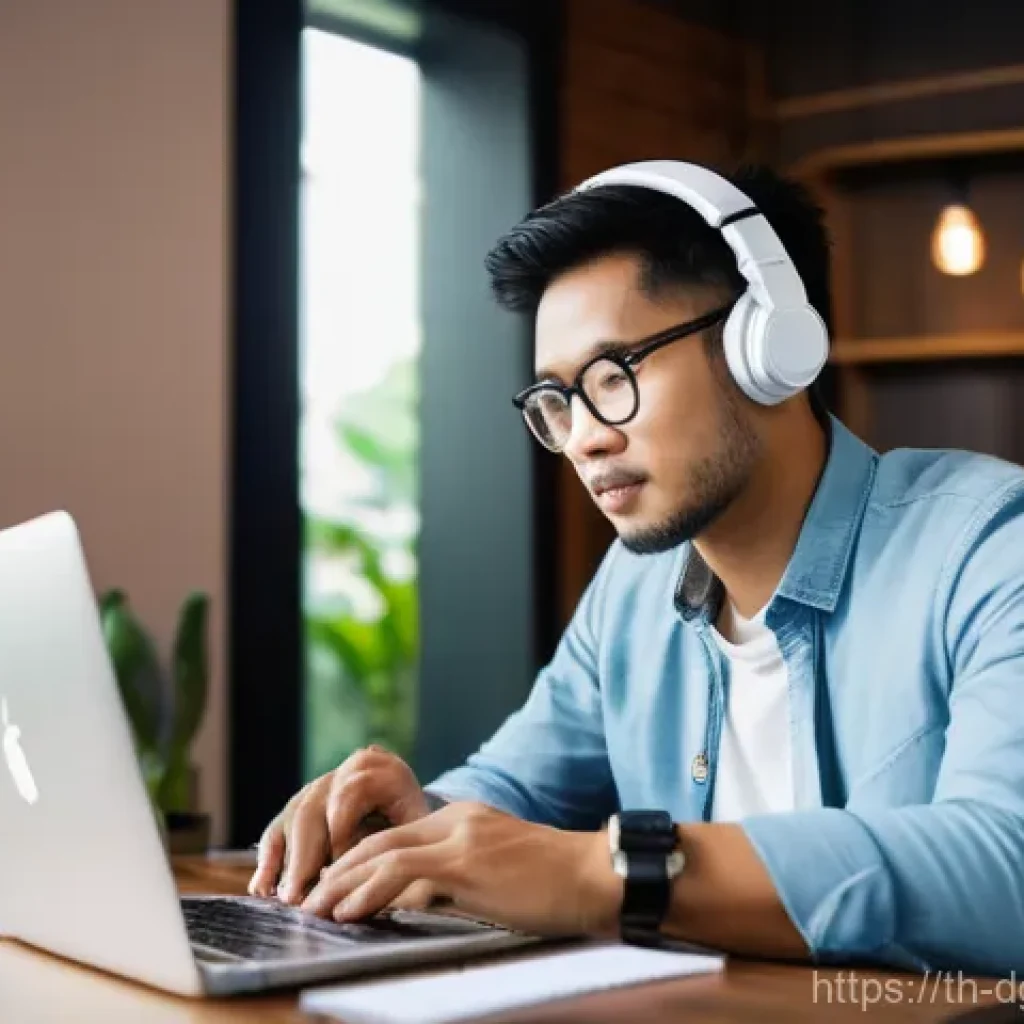 디지털 노마드의 자원 관리 전략 - **Prompt:** A focused and confident Thai digital nomad, appearing to be in their late 20s to early 3...