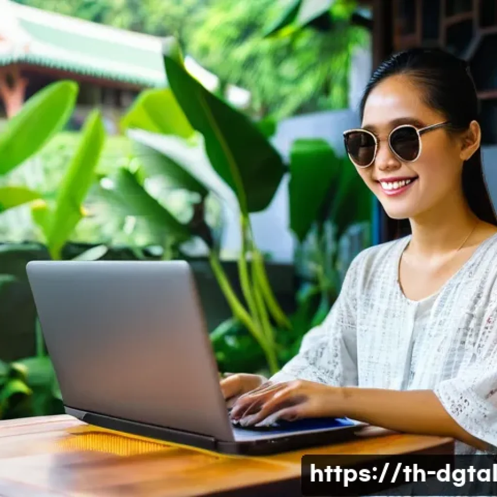 디지털 노마드의 장기 여행 계획 세우기 - **Prompt: Tranquil Morning Work Session in Chiang Mai Cafe**
A female Digital Nomad, approximate...
